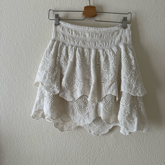 Red Carter Vega Cotton Skirt with tiered ruffle. - Picture 4 of 5